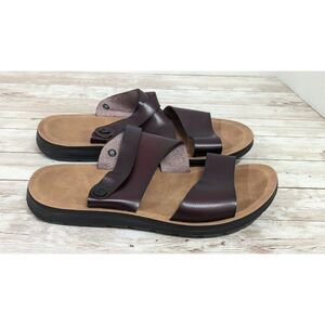 Mens Size EU 42 Dark Brown Comfort Slip On Open Toe Slide Sandal